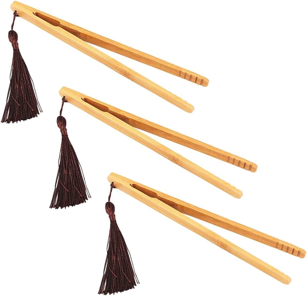 3 stuks bamboetang, keukentang, bamboetang, keukentang, houten tang, grilltang, herbruikbare bamboetang, keuken, eetkamer, theeset, broodrooster