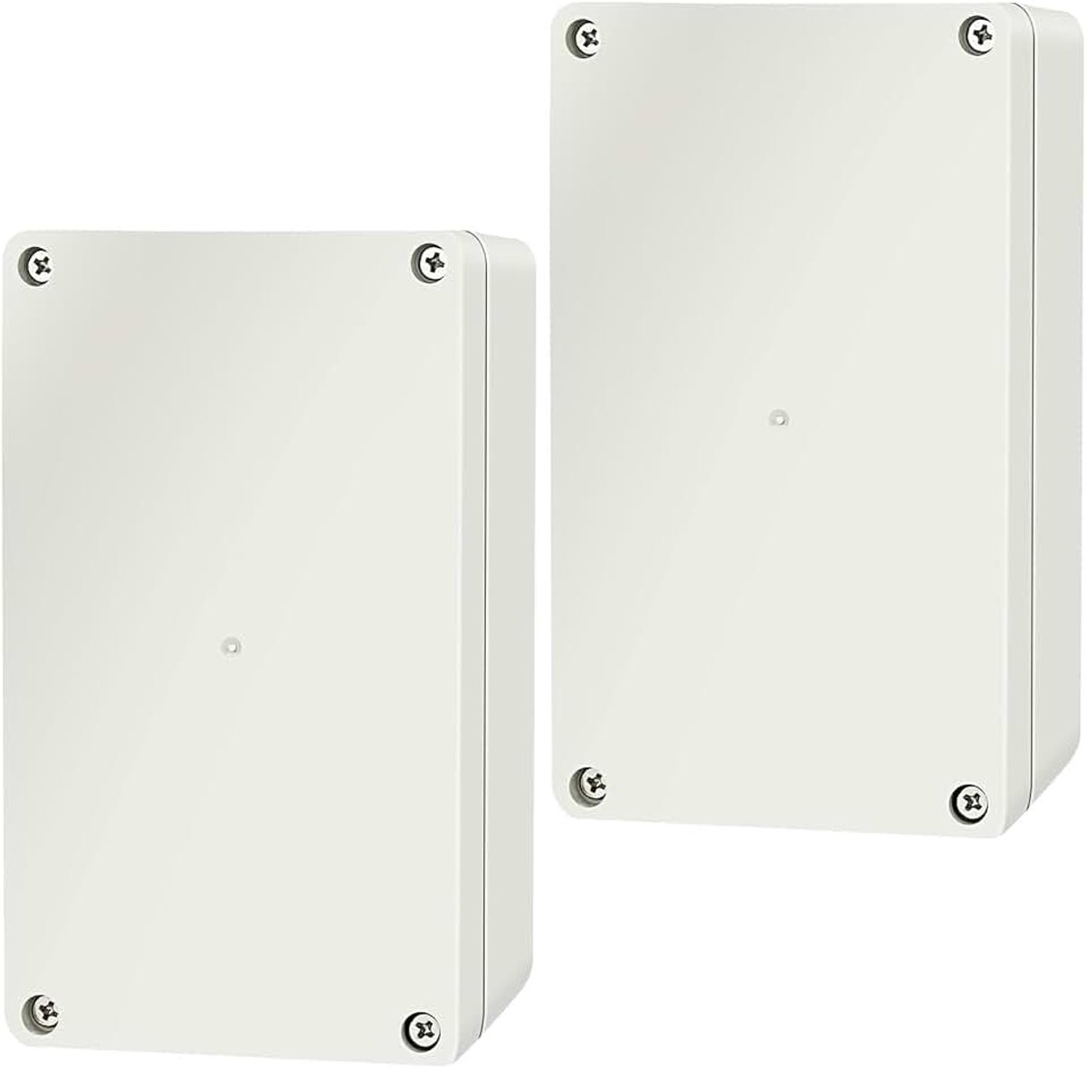 Aansluitdoos, 2 stuks, verdeeldoos, waterdicht IP65, verdeeldoos, ABS, elektrische aansluitdoos, doe-het-zelf, kunststof, verdeelkast, platte opbouwschakelaar, box (15,8 x 9 x 6 cm)