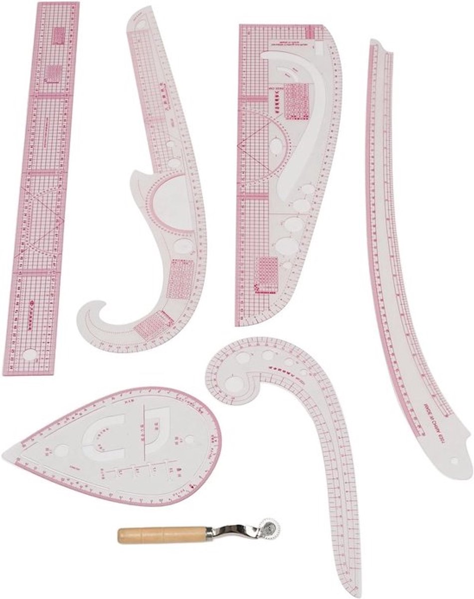 Complete Set van Patroonnaalden en Curve Linialen voor Kledingontwerpers en Beginners - Perfect voor Naaien, Modeontwerp en Patroonmaken