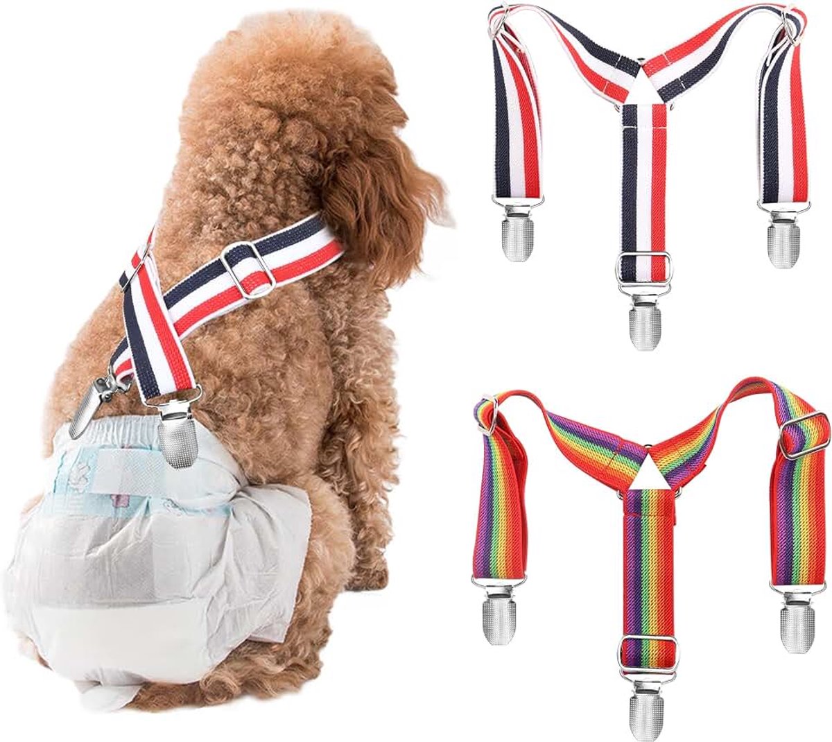 Zachte bretels voor kleine, middelgrote en grote honden (kleurrijke strepen, S)