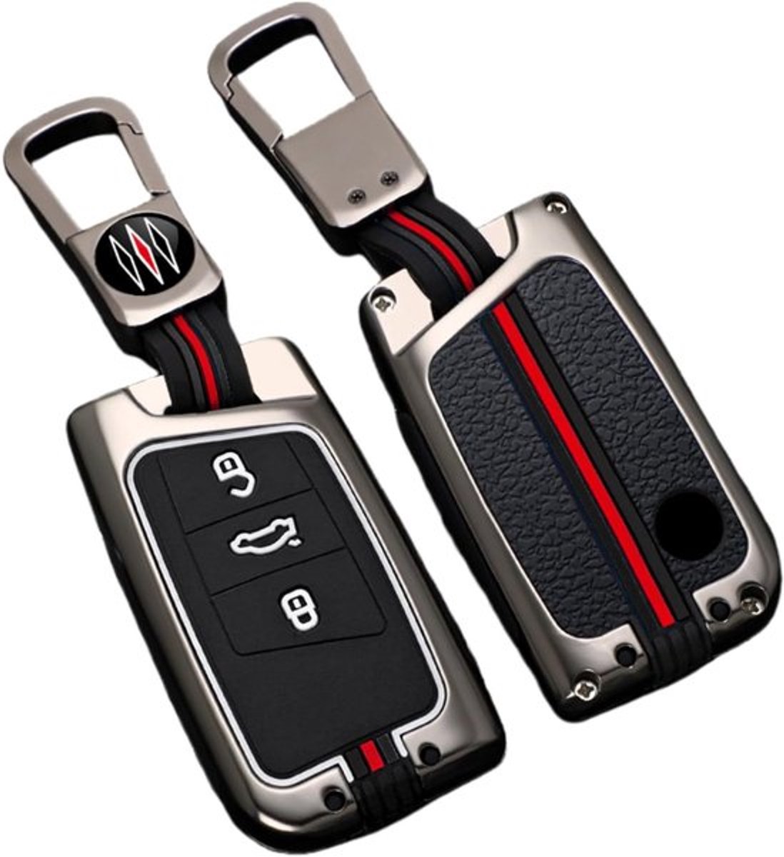 Beschermende Sleutelhuls van Zinklegering voor Volkswagen Auto's - Geschikt voor Tiguan, Jetta, Passat, Golf, en meer (3 Knoppen, Matte Afwerking)