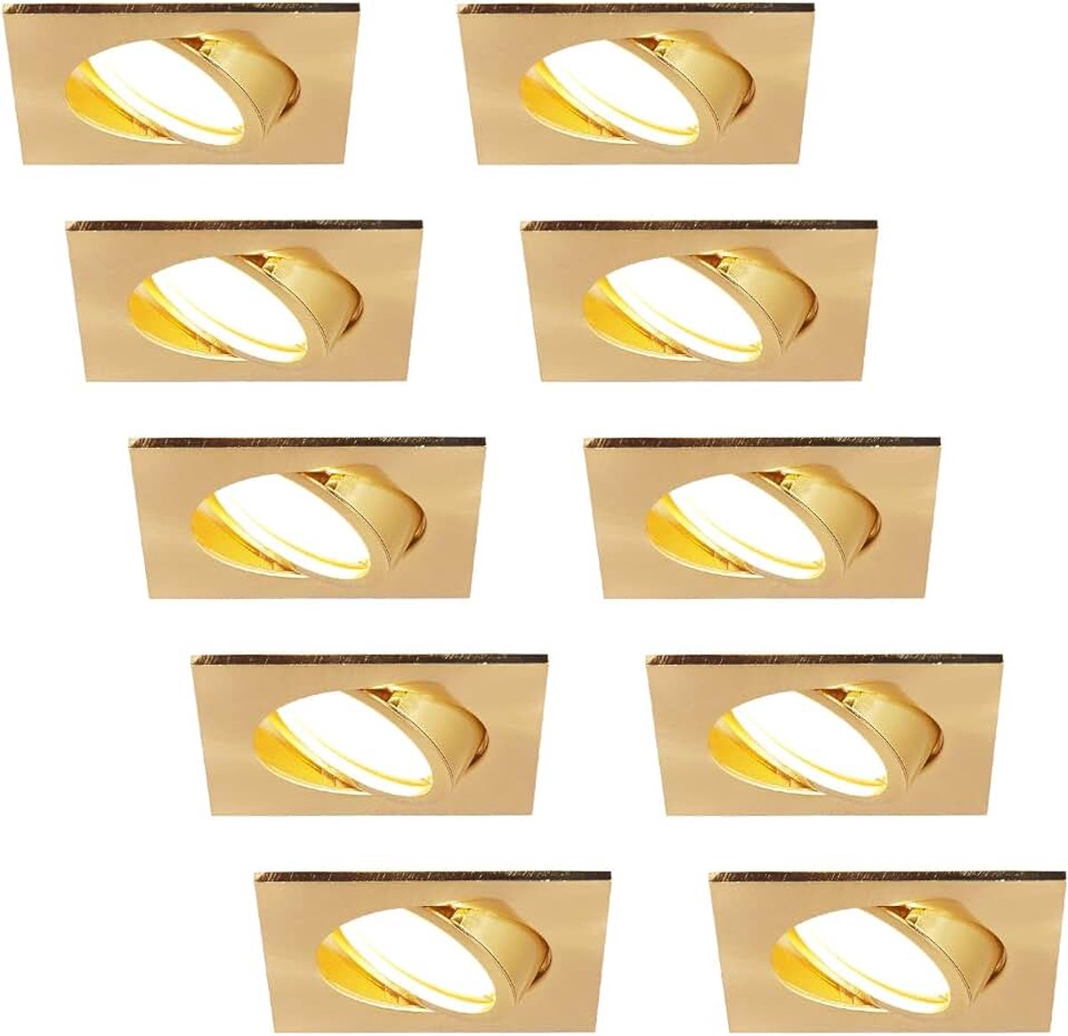 LED inbouwspot ultra plat | 425 Lumen | 230V 5W | dimbaar | behuizing vierkant | zwenkbaar | goudkleurig (10er - warm wit)