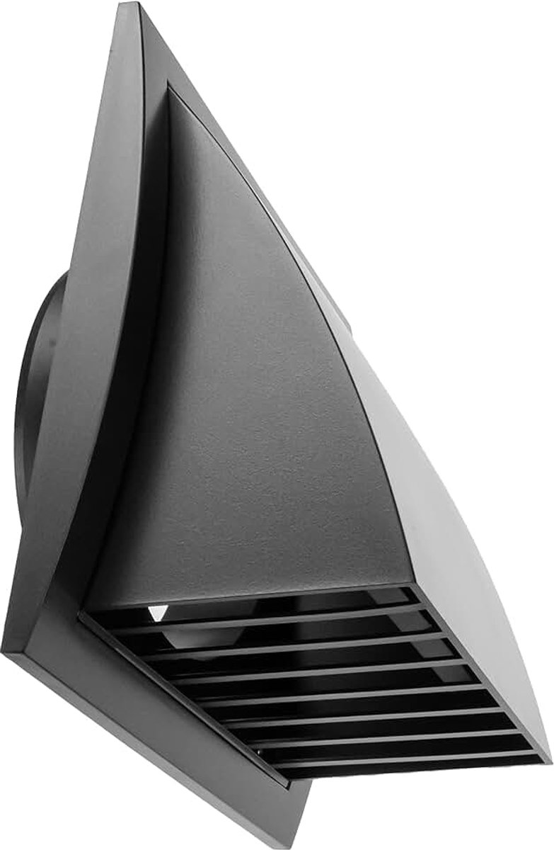 Market 150mm (6 Inch) Afzuigkapventilator met Regenkap & Terugslagklep/Antraciet ABS Kunststof Muur Afvoerdop/Buiten Douche Afvoeruitlaat/Weerbestendige Beschermrooster/HVAC Afzuigkap