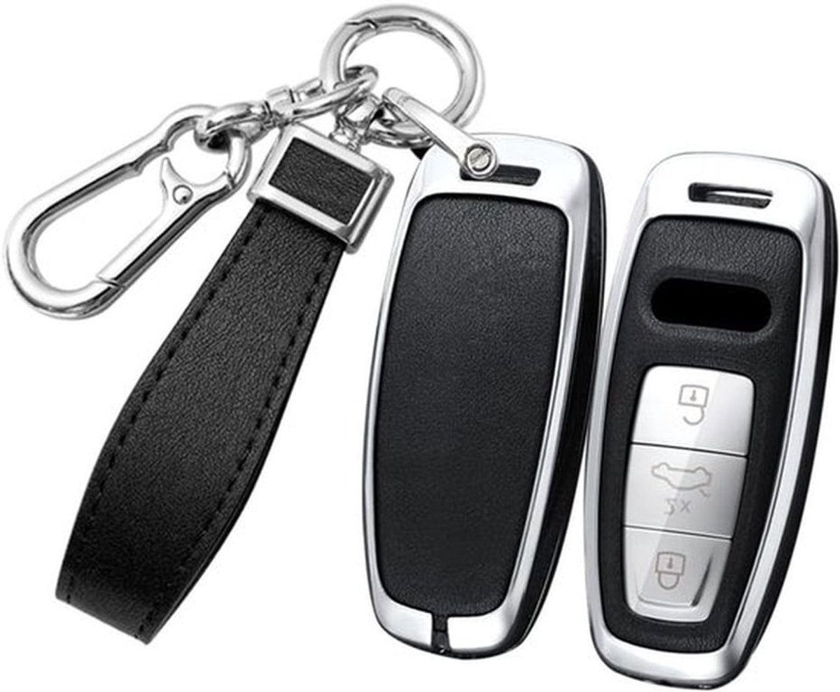Beschermende Sleutelhoes voor Audi A8, A6, Q8, A3 en andere modellen - Sleutelcover met 3 knoppen en Sleutelhanger voor optimale bescherming
