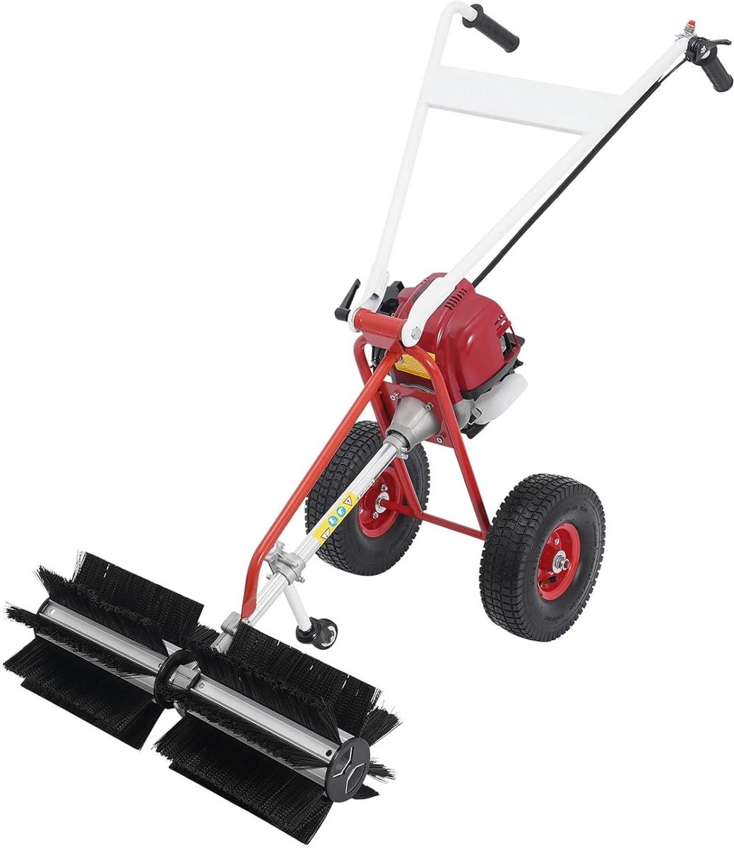Benzine Veegmachine - Motorbezem - Kunstgras Reinigen - Krachtige 4-takt motor - 60 x 96 cm - Zwart Rood