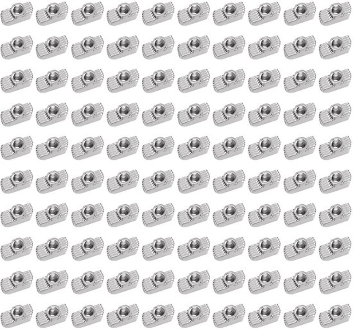 - T-Slot Bevestigingsmiddelen - M5 T-Nuts - Carbon Staal - Grijs - Aluminium Profielen - Geschikt voor 6 mm Groeven
