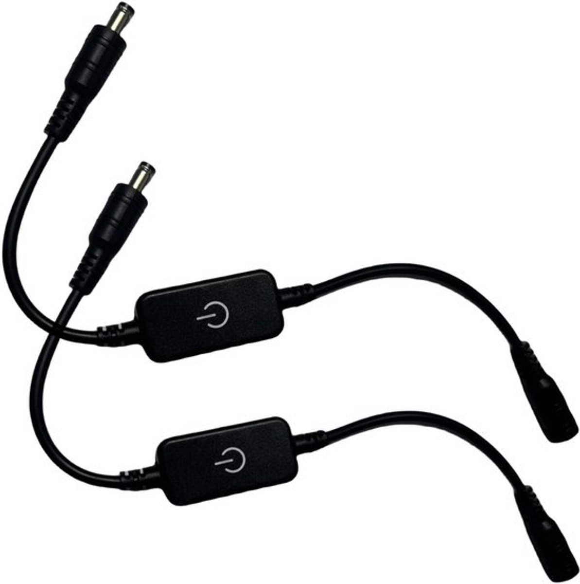 Aanraakdimmer - LED-dimmerregelaar - 0-100% Dimbaar - Zwart - Voor LED-strips 5050 2835 3535 3528 - 2 stuks - 5.5 mm x 2.1 mm