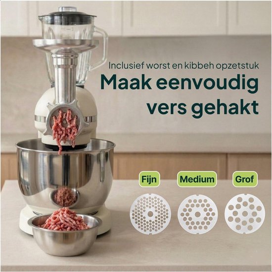 Keukenmachine Multifunctioneel - Keukenrobot Alles-in-één - Maaltijden Bereiden - Vervangt 5 apparaten - 6.2L Kom - Creme — afbeelding 2