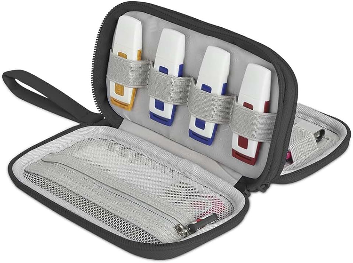 Dubbellaagse USB-flashdrives draagtas, reisorganisator voor sleutelschijven/USB-geheugensticks/U-schijf/kabels en andere elektronische accessoires (groot, zwart), Zwart, L, Modern design
