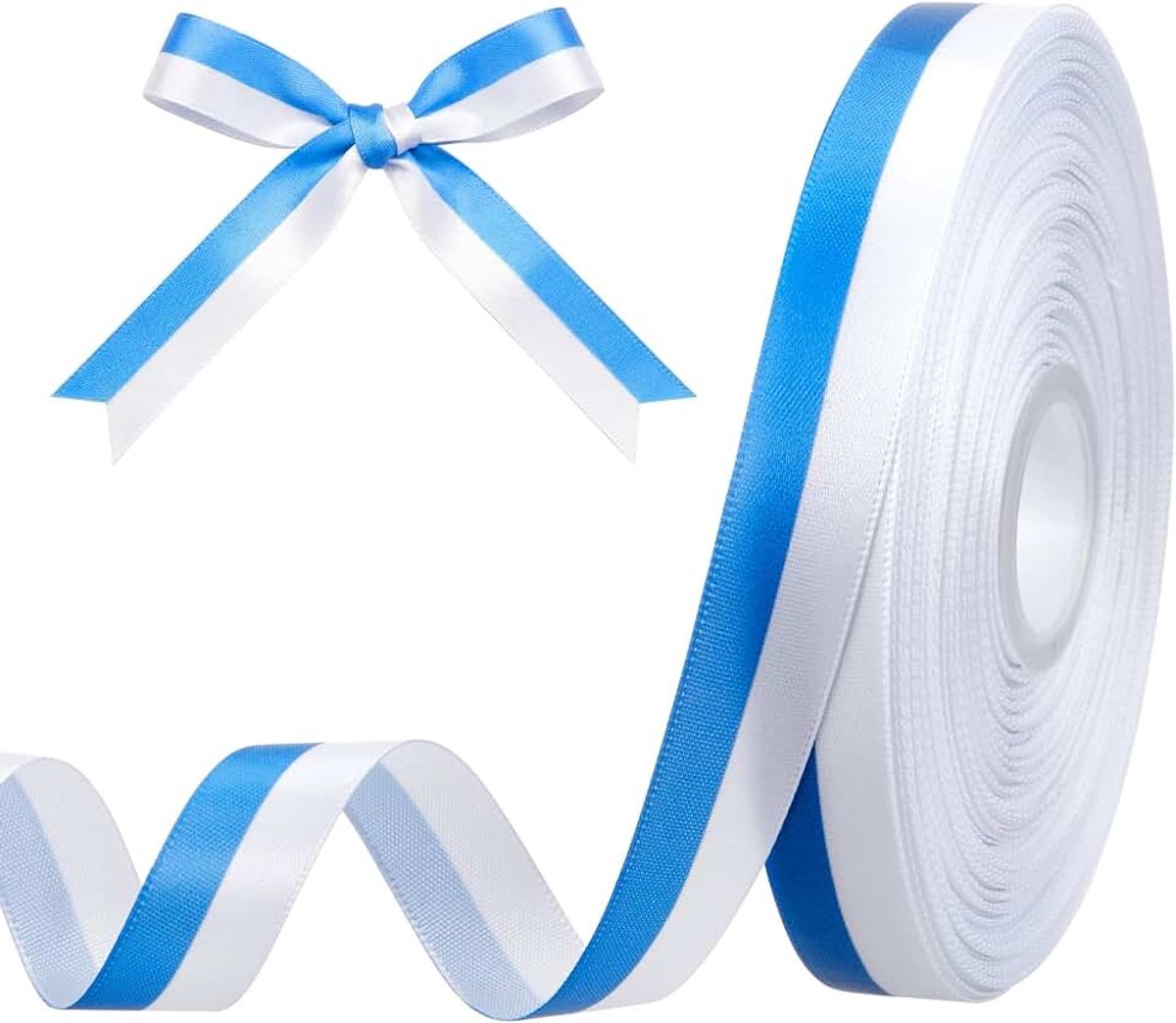 Blou en Wit Geskenklint Beierse Vlaglint voor Inpakken, Knutselen, Decoratie, Medailles, Nationale Feestdagen, Supercup (Beieren, 1,5 cm x 41 m, Satijnen)