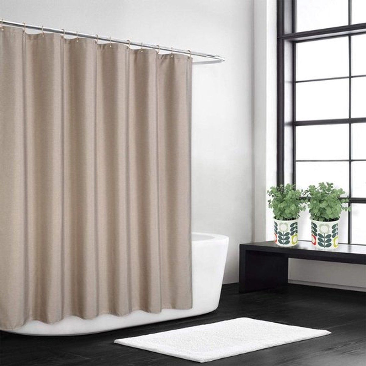 Luxe Douchegordijn Vlaslinnen - Zware Stof - Hotelstijl - Wasbaar - Taupe - 200 x 180 cm
