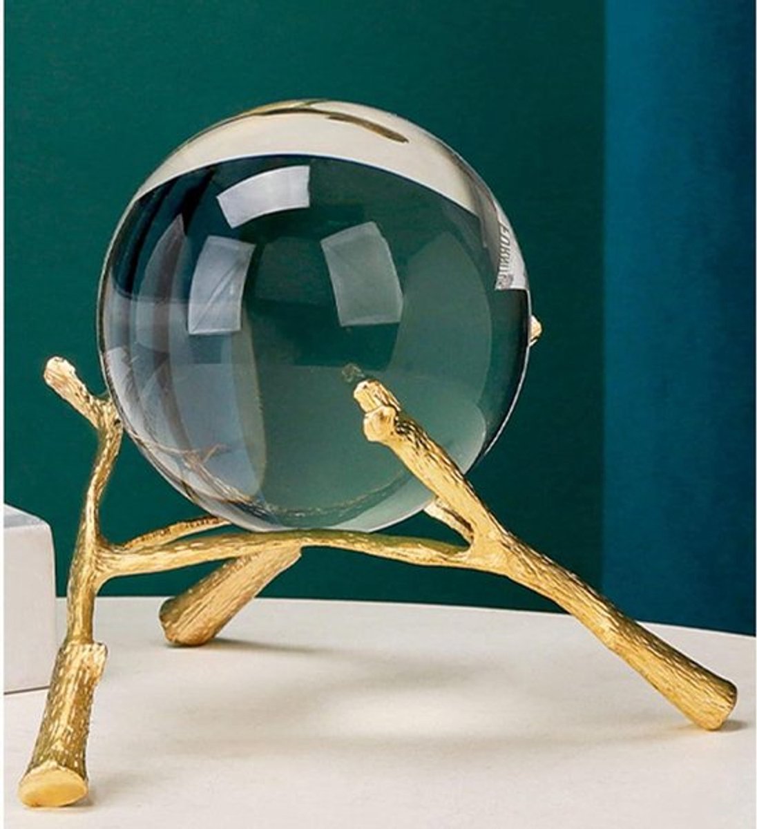 Kristallen bol ornamenten goud metalen frame sculptuur thuiskantoor slaapkamerdecoratie