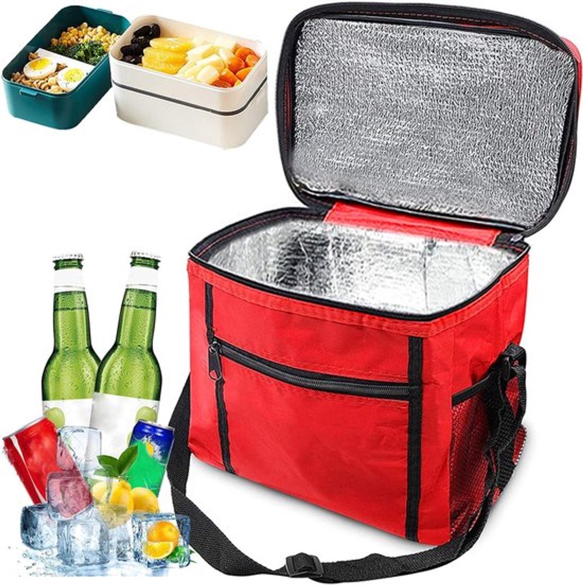 Opvouwbare Koeltas voor Picknick - Thermische Tas - Isolerende Lunchtas - Rode Koelbox 10 liter