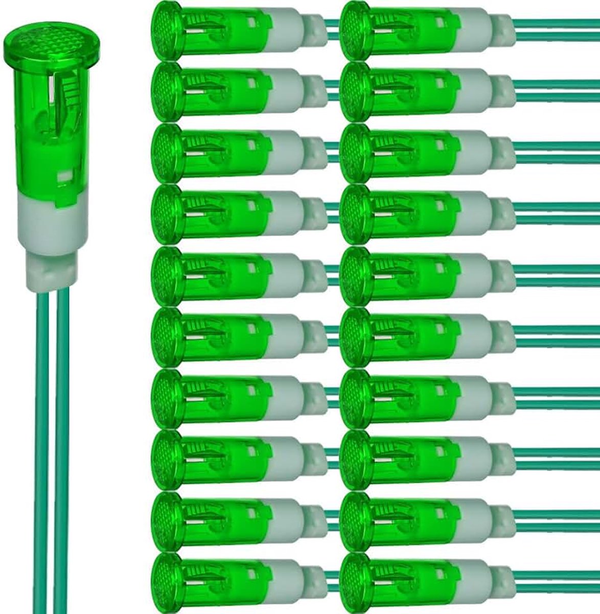 20 stks LED-indicatielampje 10mm Energiebesparende LED-Indicatielampje Spanning AC/DC 12-24V Huidige Vierkante Montagegatmaat 10mm (groen)