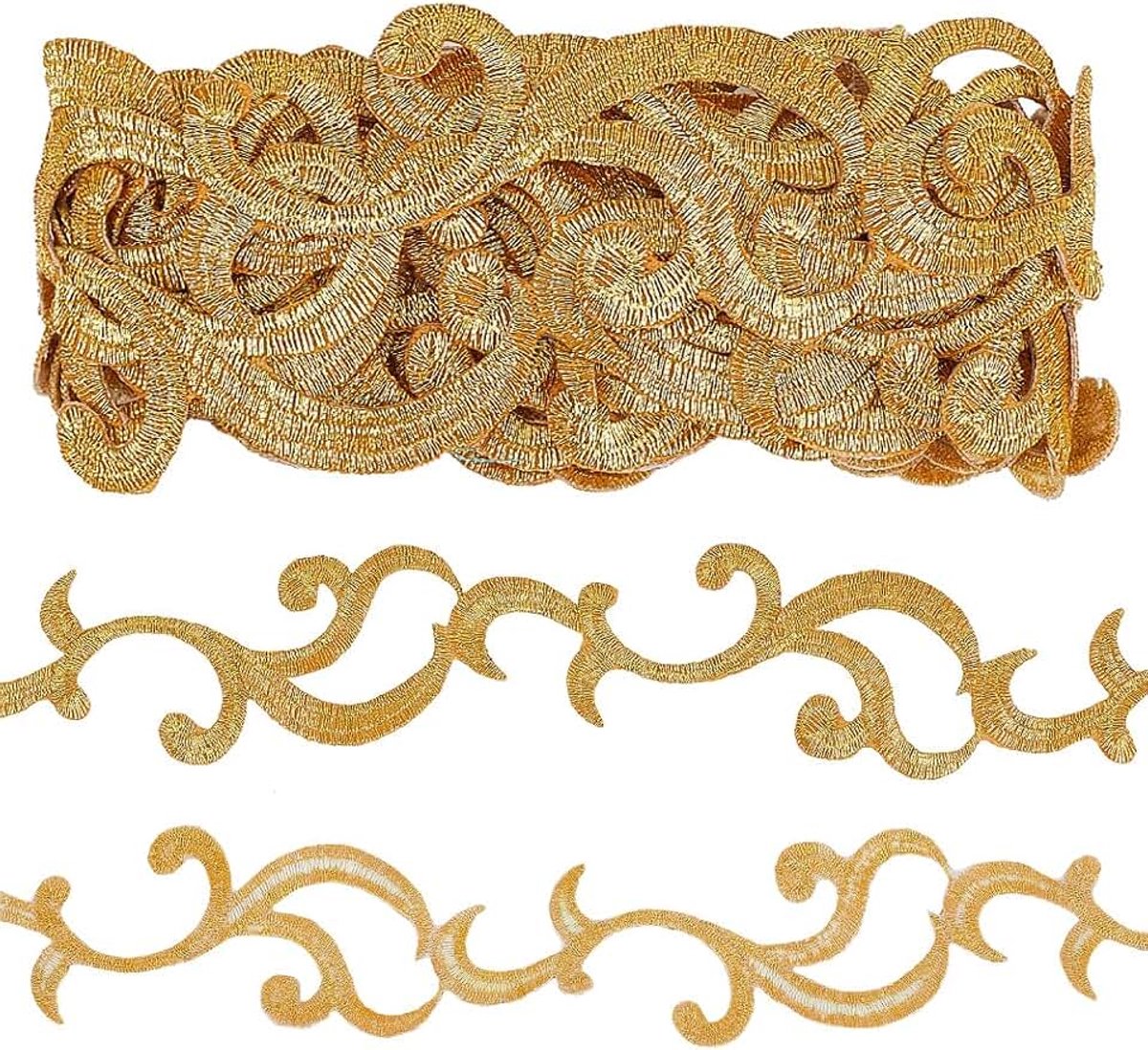 4,16 Yards Polyester Bloemen Trim, Borduurwerk Naaien/Strijken Lint Rand Trimmen Stof Decoratieve Kleding Trim Bloem Singels voor DIY Crafting Accessoires, Goud