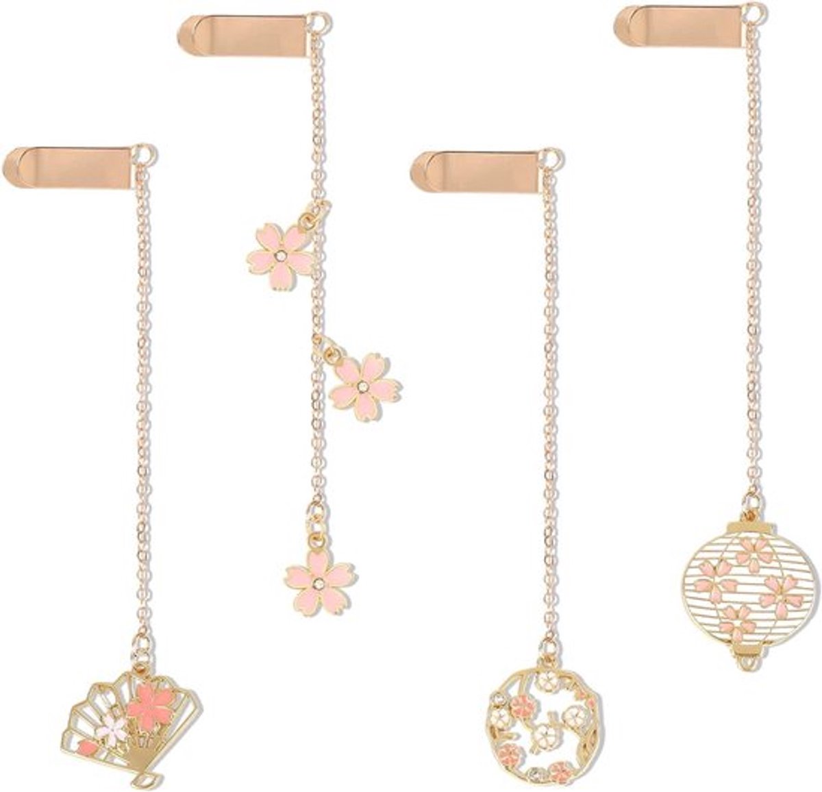 Metalen Gouden Boekenleggerset Met Bloemenhanger - Leuke Bladwijzers - Boekliefhebbers Cadeau