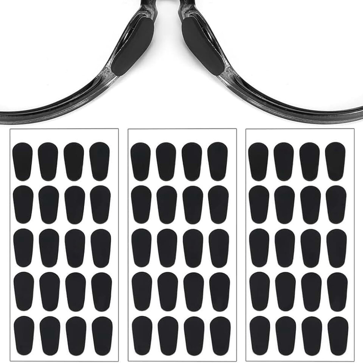 30 paar siliconen neuspads, 1,0 mm neuspads, bril, zelfklevend, antislip, zelfklevende neuspads, antislip neuspads, bril voor brillen (zwart)