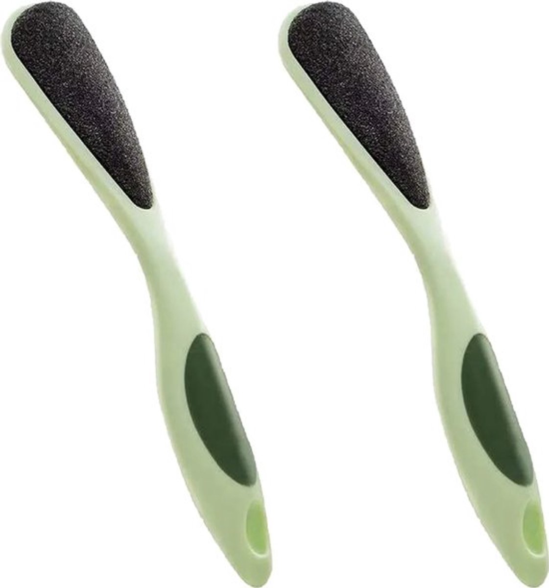 Set van twee groene exfoliërende voetstenen, praktische hulpmiddelen voor het polijsten van de voeten en het verwijderen van eelt, voor thuis of in de spa.