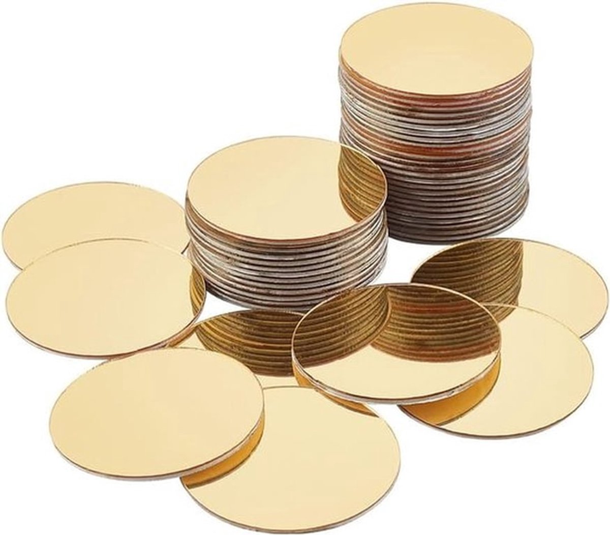 50 Stuks Gouden Ronde Spiegels voor Creatieve Projecten, 4.5cm Zelfklevende Acryl Spiegels voor Wanddecoratie en DIY Kunstwerken