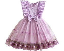 Schattige meisjesjurk van tule met vleugel mouwen en 3D vlinderborduursel, feestjurk voor baby’s van 9 maanden tot 3 jaar, perfect voor bruiloften en speciale gelegenheden