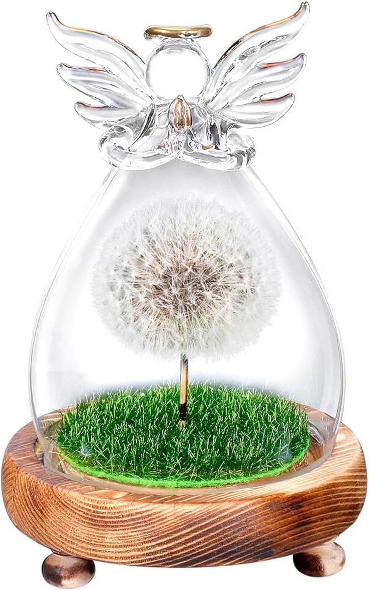 Cadeaus voor vrouwen, Wensvervuller, Echte paardenbloem in glazen engelfiguurtjes, Verjaardag Valentijnsdag Huwelijk Moederdag Kerstcadeaus voor moeder Vriendin Zus Meisje Verjaardagscadeau