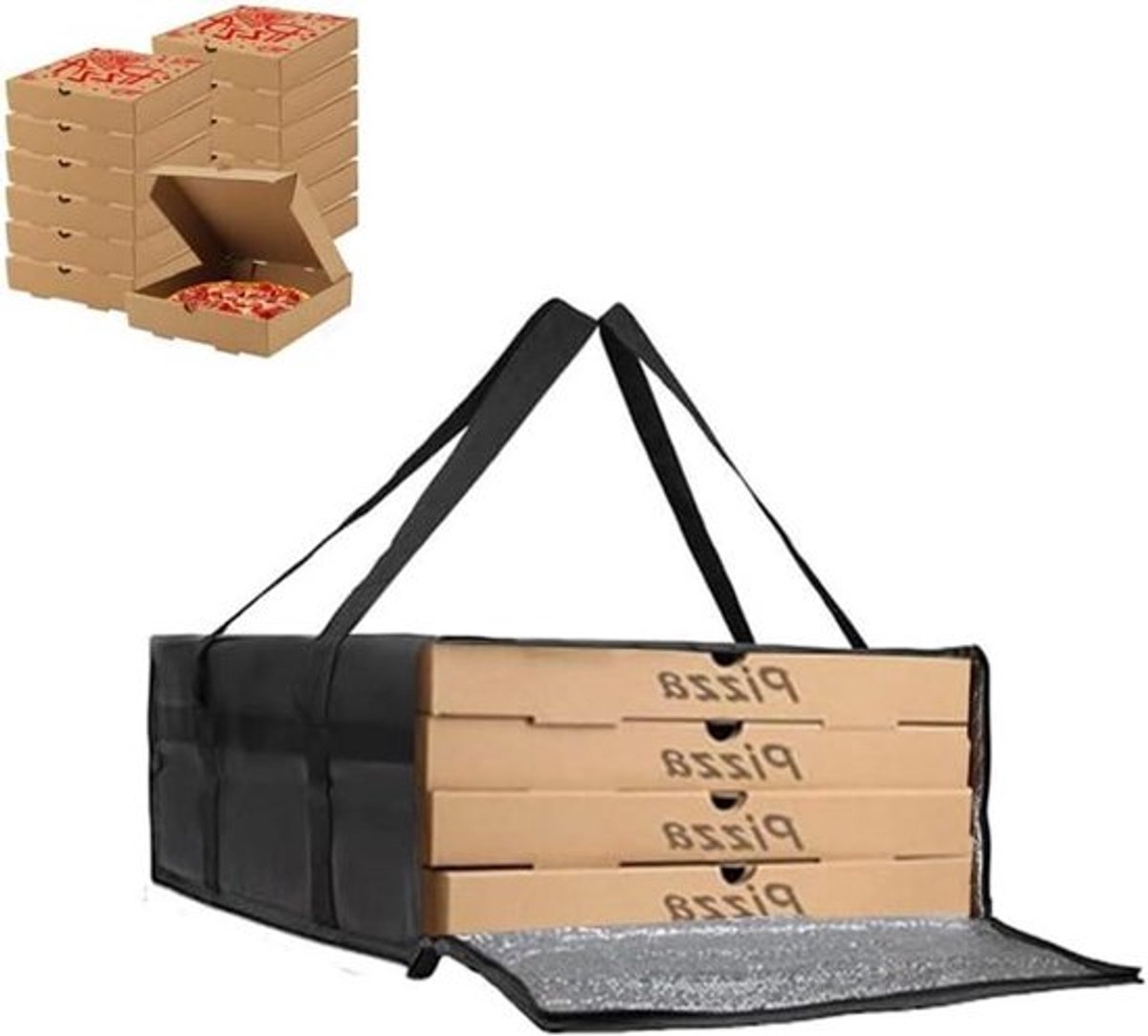 Thermische tas voor pizza en picknick - ideaal voor camping en maaltijdbezorging - 50 x 50 x 20,5 cm.