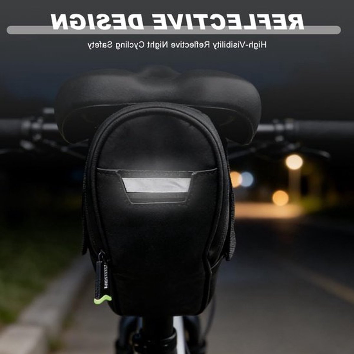 Ruime en waterdichte fietszadeltas van 1,5 liter met reflecterende strepen voor MTB, racefiets en vouwfietsen, ideaal voor outdoor-avonturen
