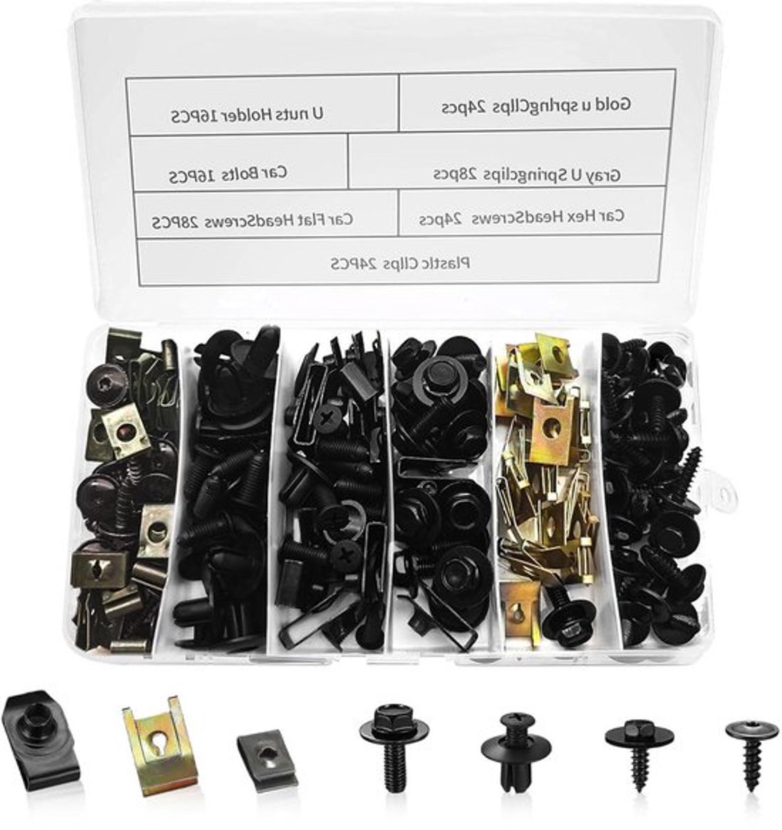 Plaatmoeren en schroefmoer set, 160 stuks, carrosserieschroeven, metaal, U-type, bevestigingsclips, auto reparatie onderdelen
