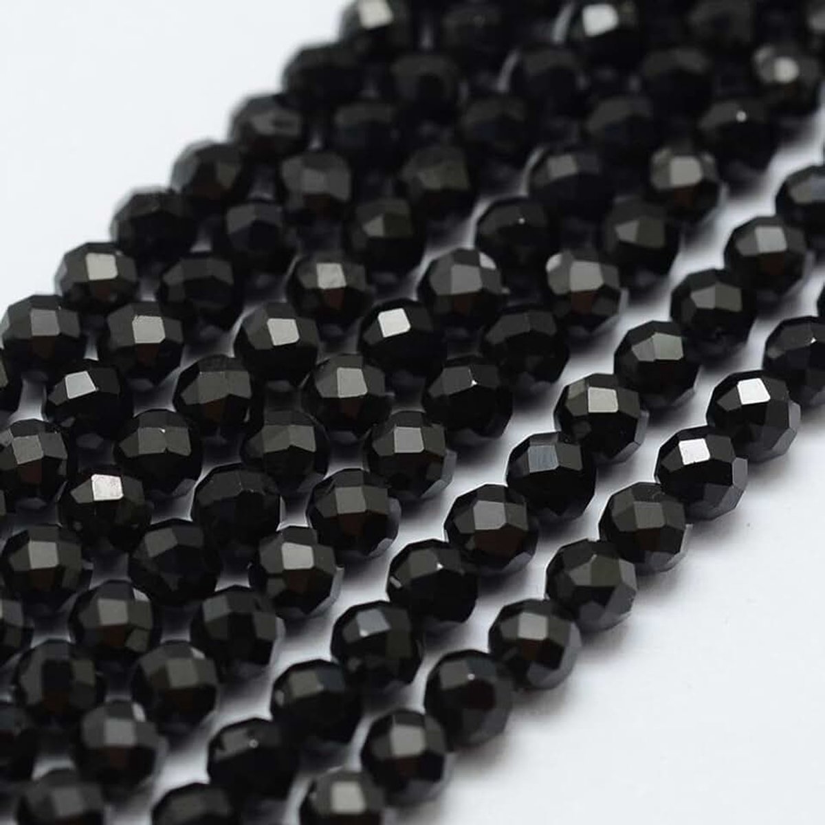 130 stuks natuurlijke zwarte spinel kralen 3 mm, strengen, gefacetteerd, rond, klein, losse kristal edelsteen kralen, spacers voor doe-het-zelf sieraden maken