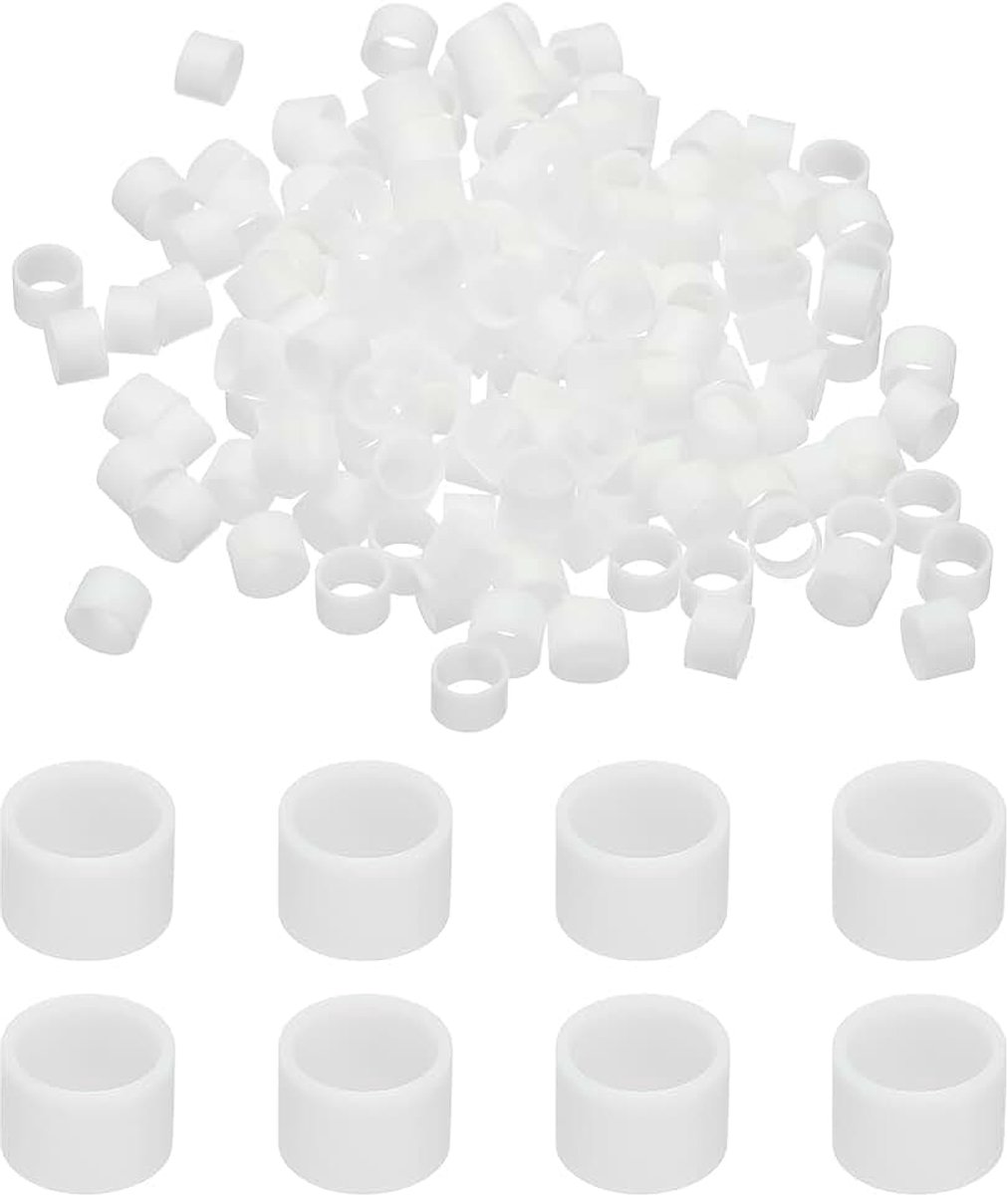 250 stuks siliconen kabelbinders, 6 mm zware kleine sterke elastiekjes, siliconen elastiekjes voor koordbeheer thuiskantoor organisatie, wit (10 x 5 x 0,6 mm)