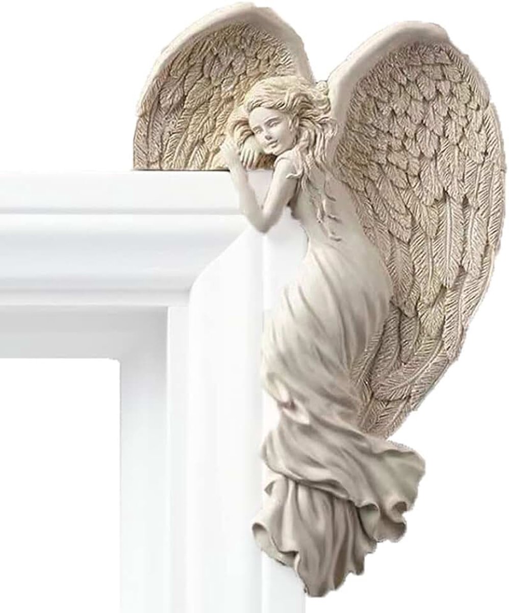 Zalati Deurkozijn engel patroon decor hars muur sculptuur decoratieve ornamenten voor woonkamer, slaapkamer, kantoor - rechts