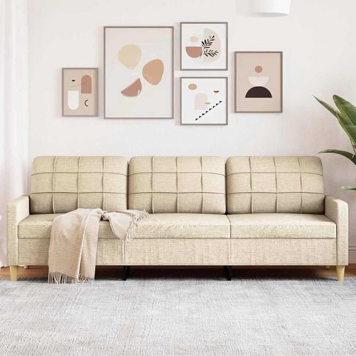 3-zitsbank crème kantoorbanken slaapkamer banken voor slaapkamer 210 cm stof