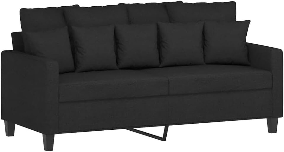 2-zitsbank, zwart, 140 cm, stof, woonkamerbank, kantoorbank, slaapkamerbank, loungebank voor woonkamer, slaapkamer, logeerkamer