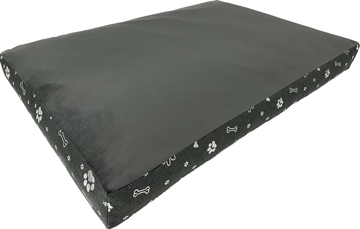 Orthopedisch hondenbed voor grote honden, 120 x 90 cm, pluche velours bovenkant, extra dikke vulling van 10 cm, antislip bodem, wasbare afneembare hoes, grijs/zilveren poten