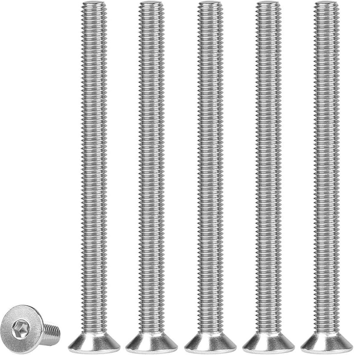 Kopschroeven, roestvrij staal, M3 x 40 mm, 50 stuks, 304 roestvrijstalen schroeven, verzonken kop, DIN 7991, A2 V2A, binnenzeskant verzonken schroeven, volledige schroefdraad,