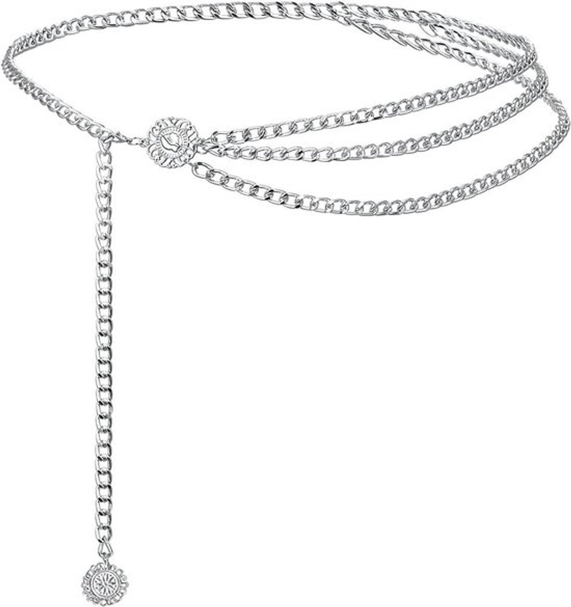 Zilveren kettingriem, verstelbare metalen riem voor modekleding accessoires vrouwen.