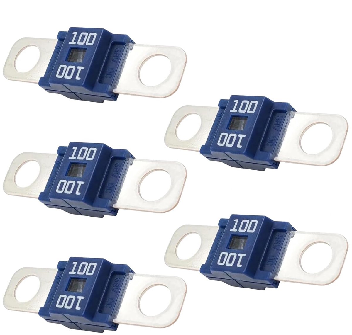Zekeringen 100 A hoge stroom bolt-on zekering 100 Amp paars voor auto, bus, vrachtwagen, caravan, bouwvoertuigen (5 stuks)