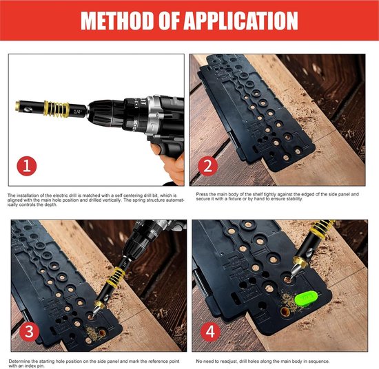 Plankpinmal met 32 ​​Mm Systeem, 1/4" en 5 Mm Gatboorgeleider voor Kastplankbeslag, Boorsjabloon voor Houtbewerking — afbeelding 4