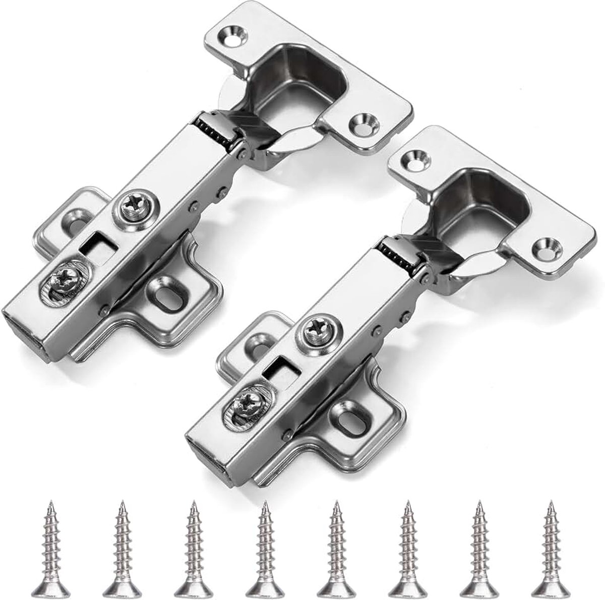 Scharnieren, gedempte scharnieren met demping, perfect voor kasten, keukenmeubels en commodes, eenvoudige montage en stil, 2 stuks