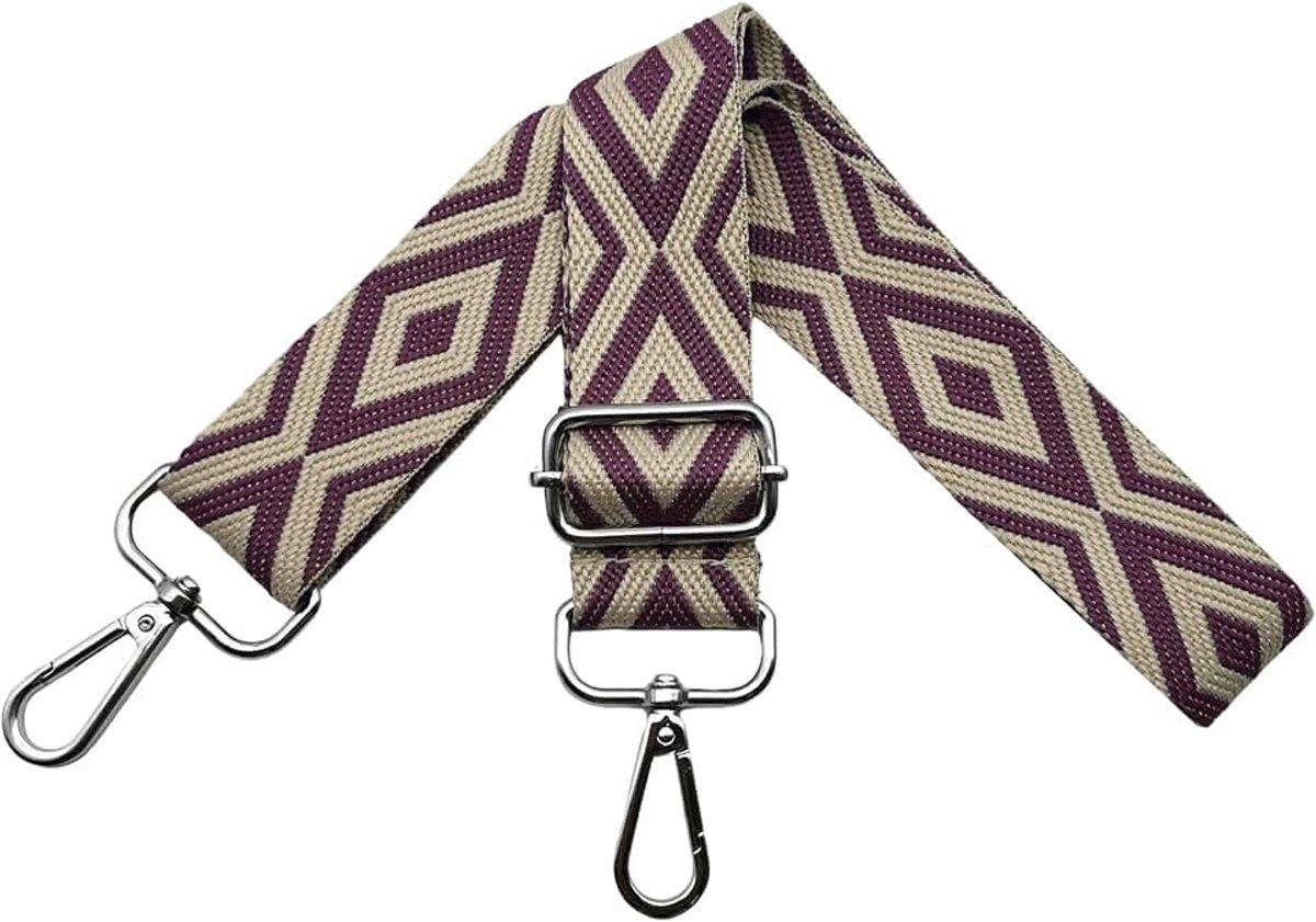 Schouderriem voor tassen, tasriemen om te wisselen, schouderriem, breed, 3,8 cm, met zilveren karabijnhaak, voor dames, crossbody, schoudertas, doe-het-zelf accessoires, paars, V7