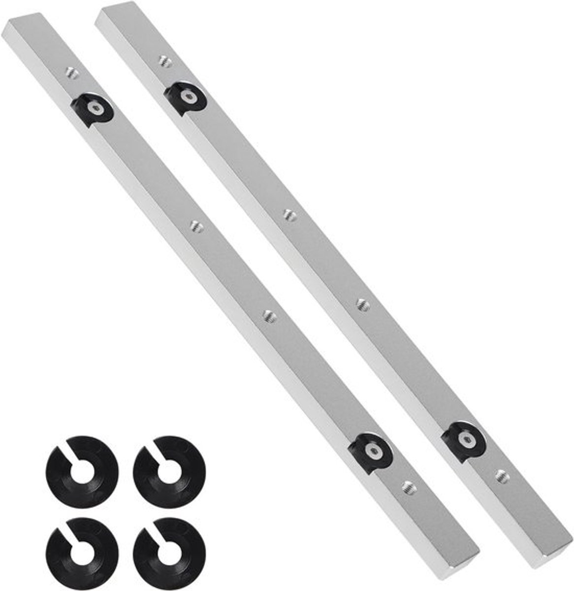 2 x Aluminium Legger voor Hoekzaag, 9.5 x 19 x 300 mm, T-Slot, Ideaal voor Houtbewerking en Precisiewerk