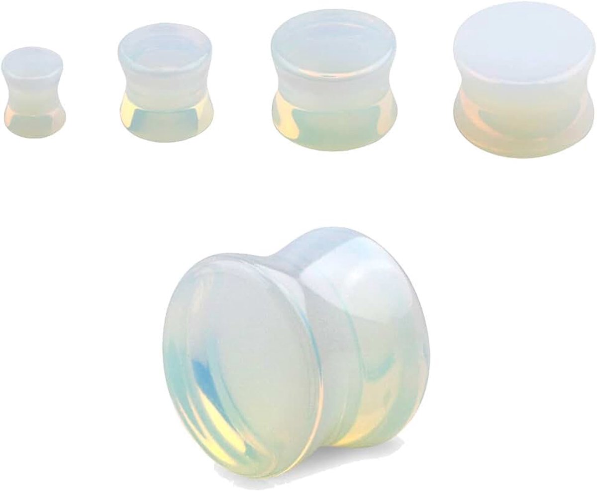 Plugs maansteen double flared set van 2 piercing oorstretcher oorplug, Maansteen