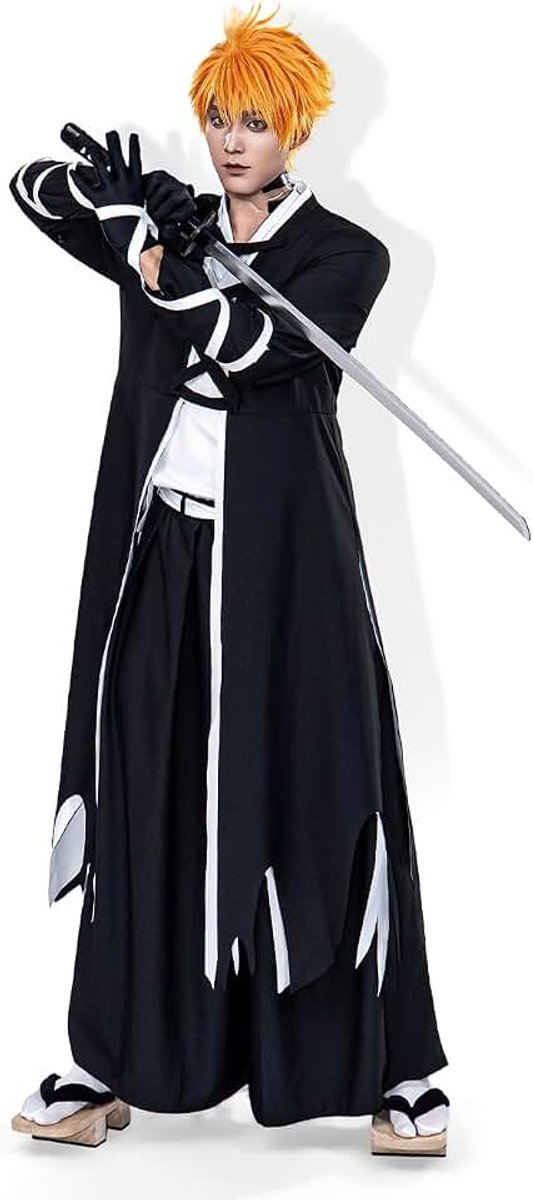 Mannen Anime Upgraded Kurosaki Ichigo Cosplay Kostuum