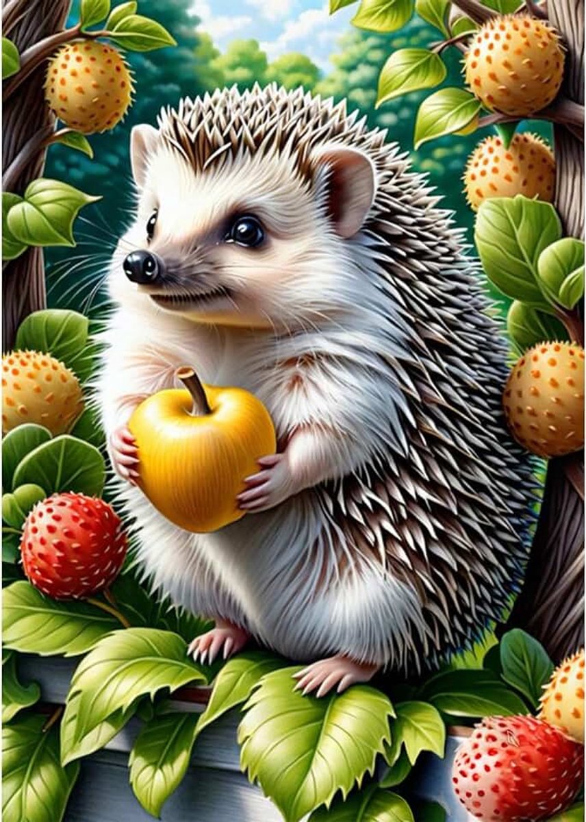 Diamond Painting Art Animal, 5D Diamond Painting Kits for Adults Kids Hedgehog Wall Art, Diamond Painting Kit DIY Gem Art Crystal Art Cross Stitch for Home Wall Decor 30x40cm