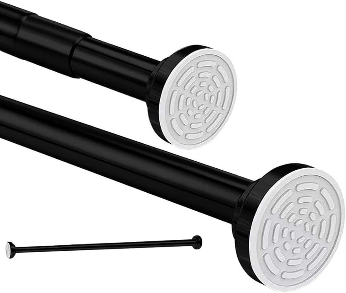 Siler 50cm - 130cm douchegordijnstang zonder boren van roestvrij staal uittrekbare kledingstang door draaien verstelbaar, veilige grip voor douche en bad 85 tot 140 cm zwart