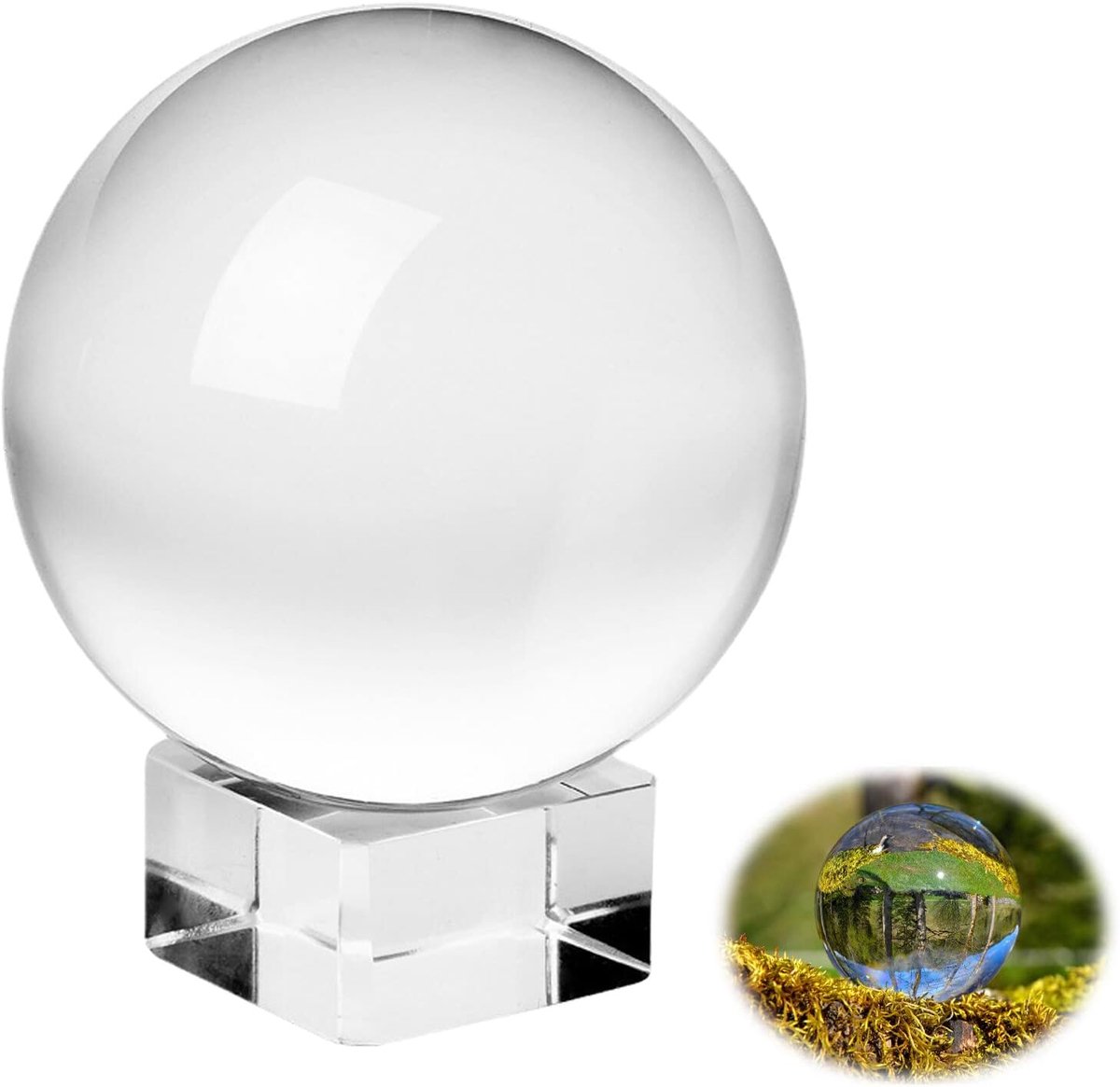 Bol, fotografiebol: 80 mm K9 kristallen bol met standaard, heldere lensbol, glazen bol, decoratie voor thuis, kantoor, fotografie-accessoires, waarzeggerbal, cadeau voor hobbyfotografen