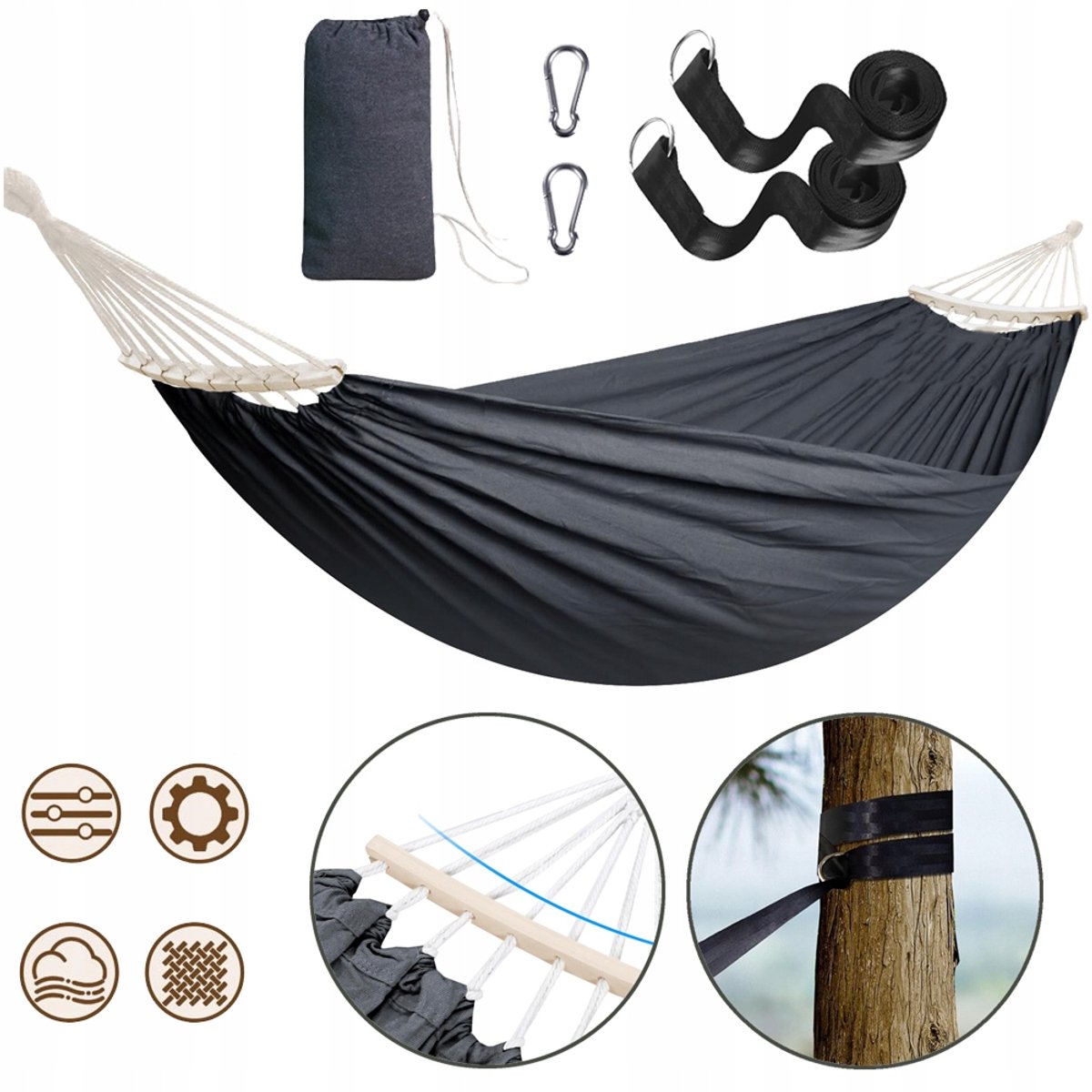 Dubbele Camping Hamak 270cm - Draagbaar & Comfortabel