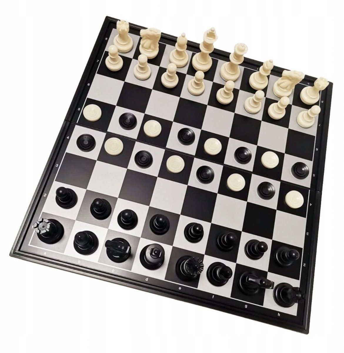 Magnetisch Schaak- en Damspel 35x35 cm - 2-in-1 rijstspoel