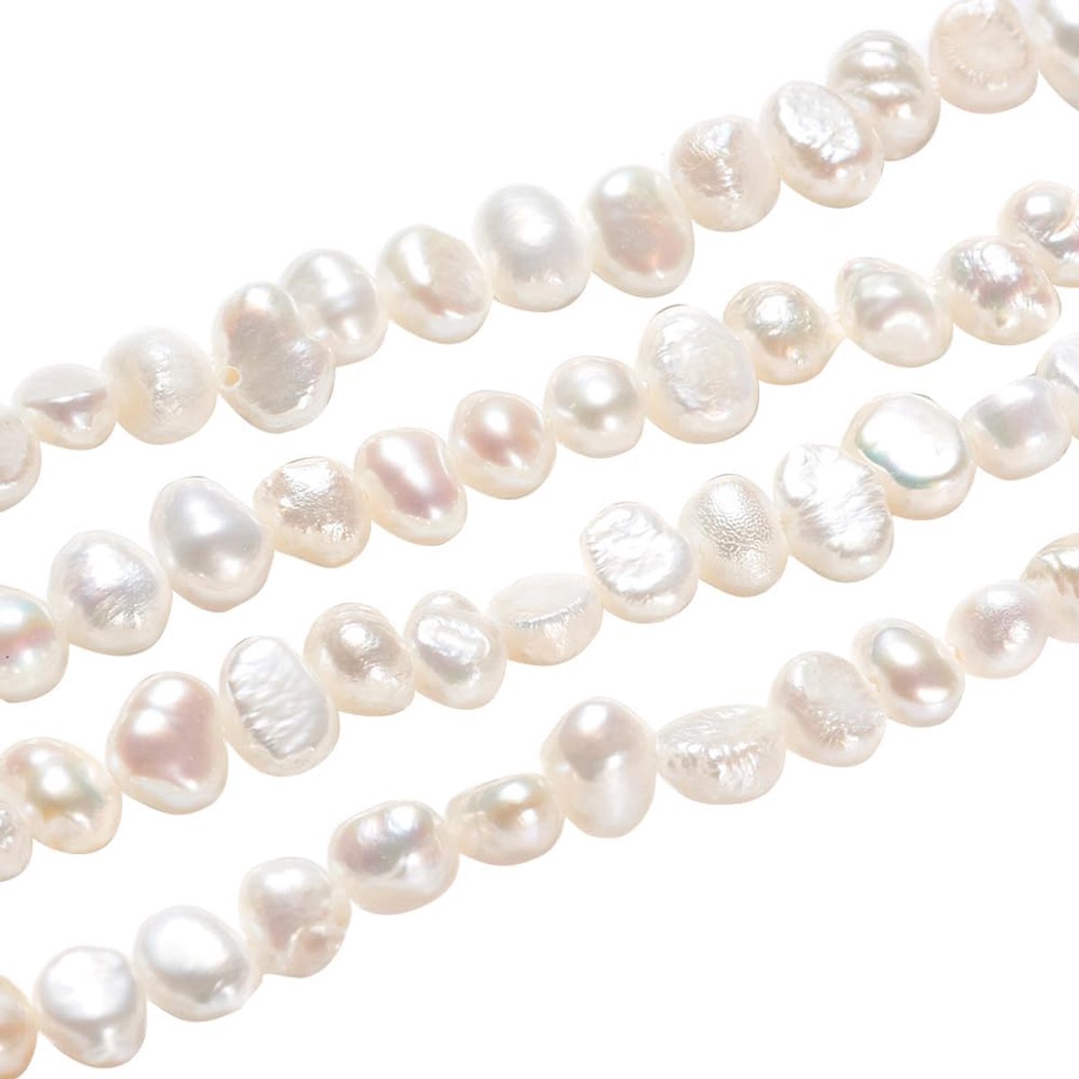 2 strengen ongeveer 78 stuks natuurlijke culd zoetwater parel kralen, 4x3mm Grade A twee zijden gepolijst witte zoetwater parel losse onregelmatige parel bedels kralen voor armband sieraden