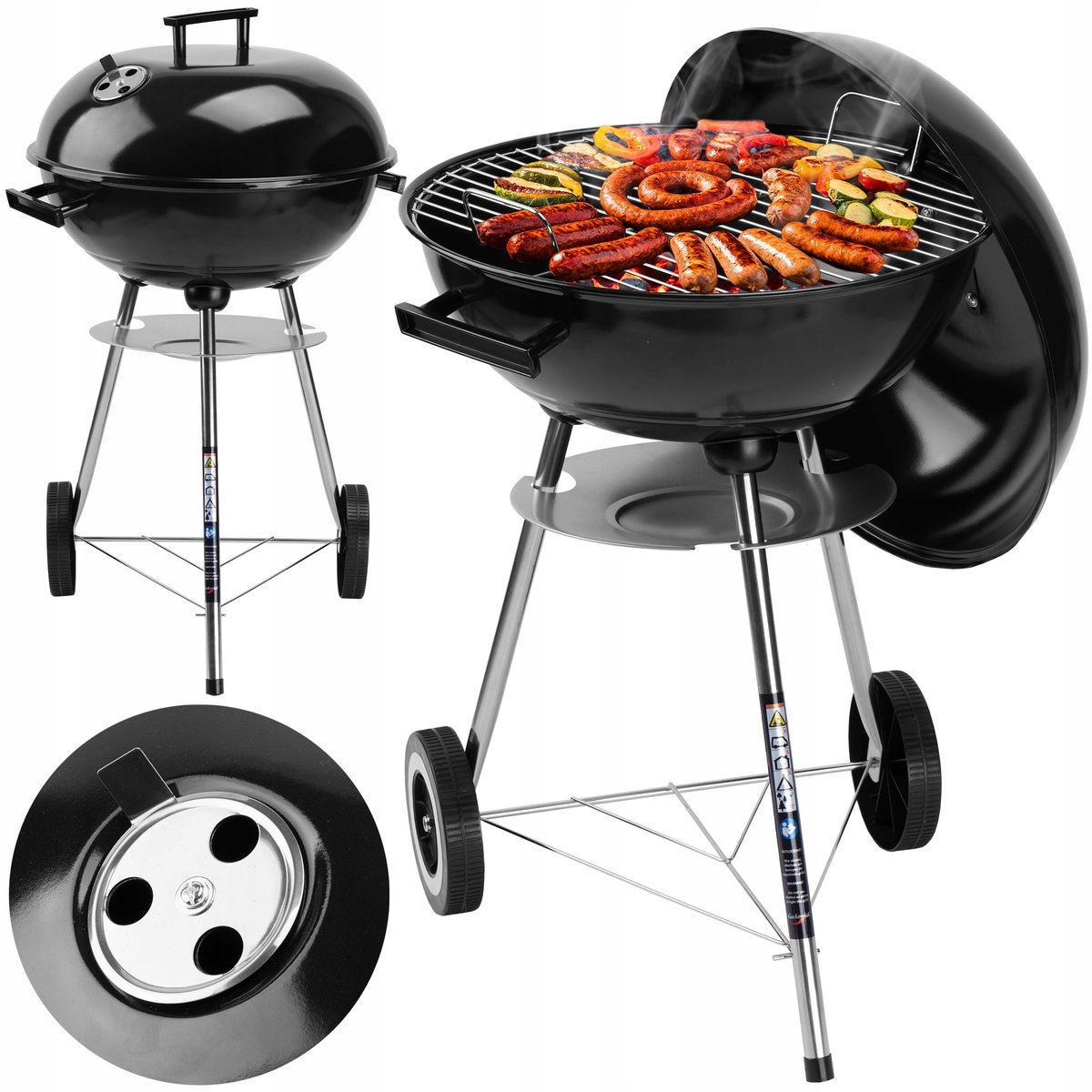 Ronde Kolenbarbecue met Deksel, Wielen en Asvanger - 41cm